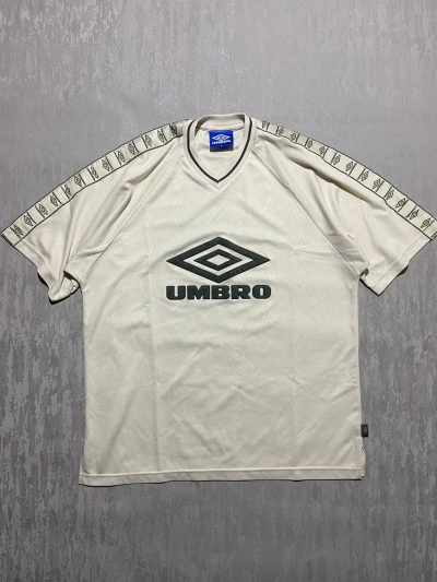 Pre-owned Soccer Jersey X Umbro Vintage Umbro Monogram Big Logo Lampas Jersey In Beige