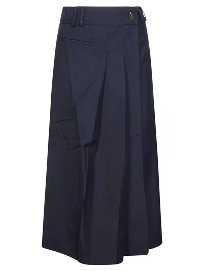 Soeur Lipa Pleat Detail A-line Midi Skirt In Blue