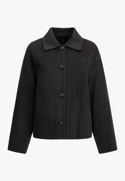 Soeur Short Gyoda Coat In Cashmere-wool With Piped Pockets In Gray