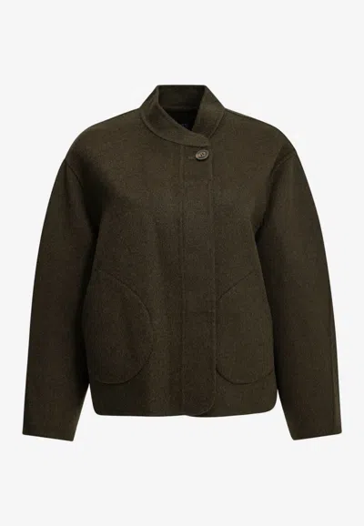 Soeur Windsor Double-faced Wool Short Coat In Green