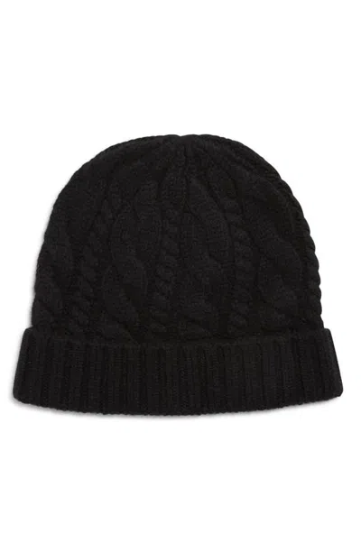 Sofia Cashmere Cashmere Chunky Cable Knit Beanie In Black