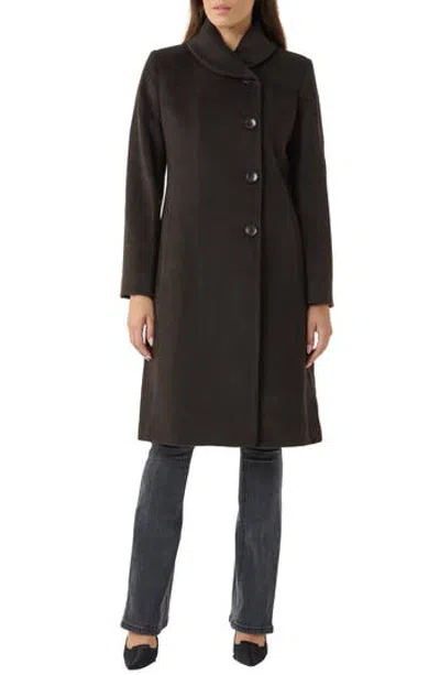 Sofia Cashmere Round Collar Wool Coat In Dbrn