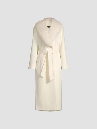 Sofia Cashmere Women's Cashmere & Shearling Maxi Coat In Ivory