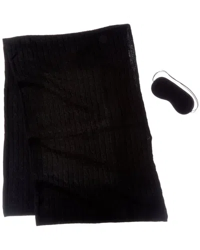 Sofiacashmere Cashmere-blend Cable Travel Set In Black