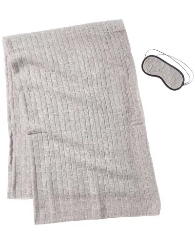 Sofiacashmere Cashmere-blend Cable Travel Set In Grey
