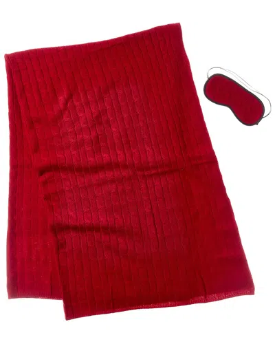Sofiacashmere Cashmere-blend Cable Travel Set In Red