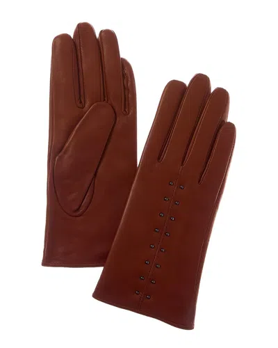 Sofiacashmere Cashmere-lined Nappa Leather Gloves In Brown