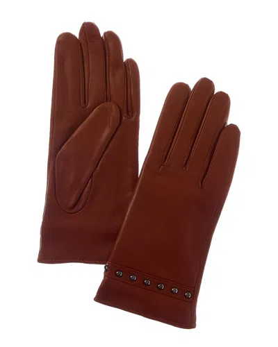Sofiacashmere Cashmere-lined Nappa Leather Gloves In Brown