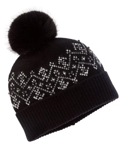 Sofiacashmere Fairisle Embellished Cashmere Hat In Black