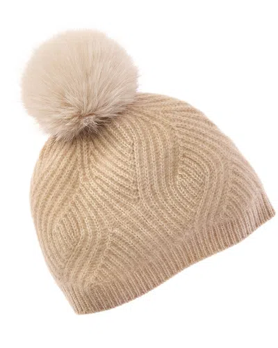 Sofiacashmere Lurex Wave Rib Cashmere Hat In Beige