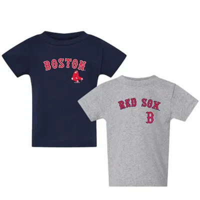 Soft As A Grape Kids'  Toddler Navy/gray Boston Red Sox Logo 2-pack T-shirt Set In Multi