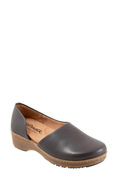 Softwalk Addie Half D'orsay Clog In Dark Grey