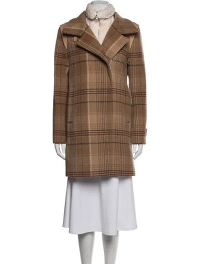 Pre-owned Soia & Kyo Wool Plaid Print Jacket In Brown
