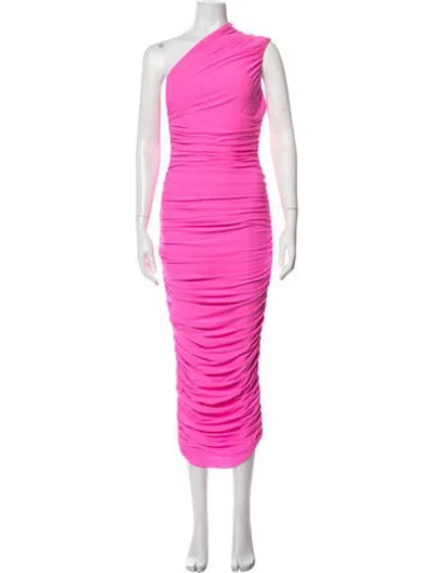 Pre-owned Solace London One-shoulder Midi Length Dress In Pink