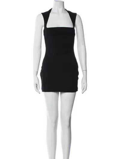 Pre-owned Solace London Square Neckline Mini Dress In Black