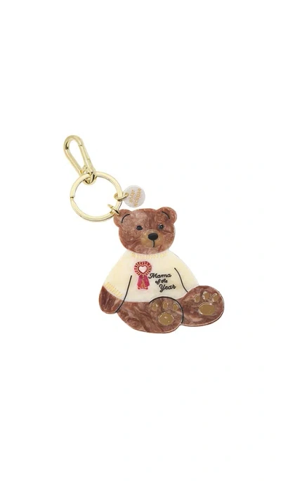 Solar Eclipse Hand-painted Mama Bear Bag Charm & Keychain In Brown