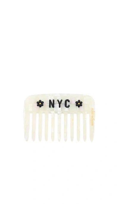 Solar Eclipse Hand-painted Nyc Mosaic Pocket Comb In White