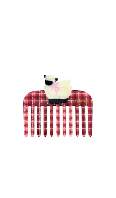 Solar Eclipse Hand-painted Sheep Pocket Comb In Brown