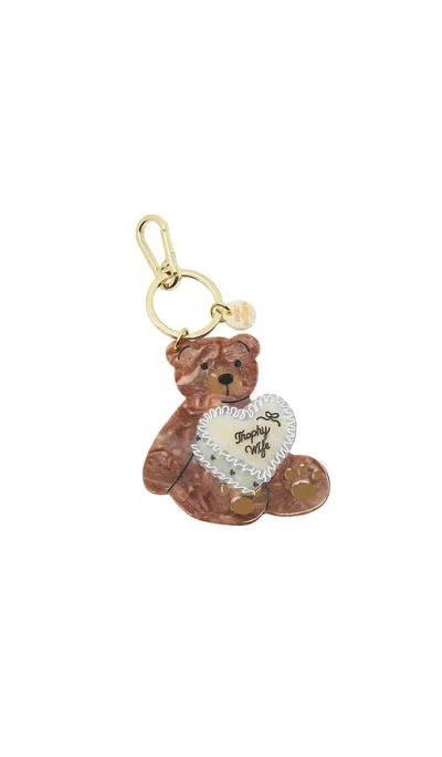 Solar Eclipse Hand-painted Trophy Wife Cake Bear Bag Charm & Keychain In Brown