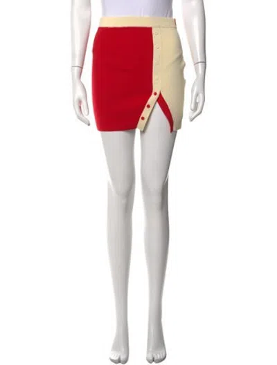 Pre-owned Solid & Striped Colorblock Pattern Mini Skirt In Neutrals/red