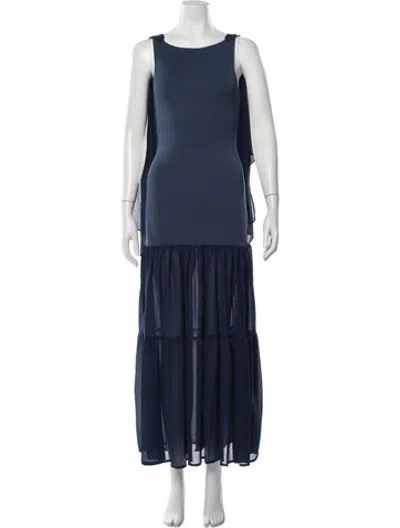 Pre-owned Solid & Striped Crew Neck Long Dress W/ Tags In Blue