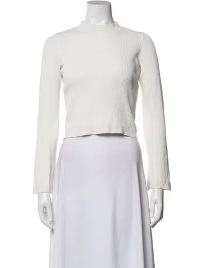 Pre-owned Solid & Striped Mock Neck Sweater In White