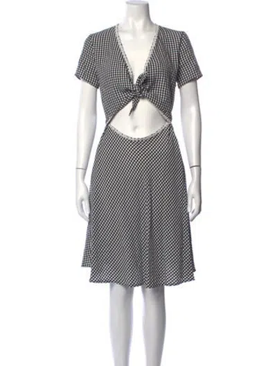 Pre-owned Solid & Striped Plaid Print Midi Length Dress In White