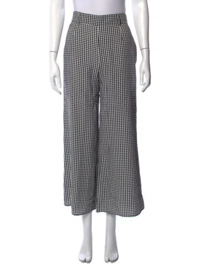 Pre-owned Solid & Striped Plaid Print Wide Leg Pants In Black