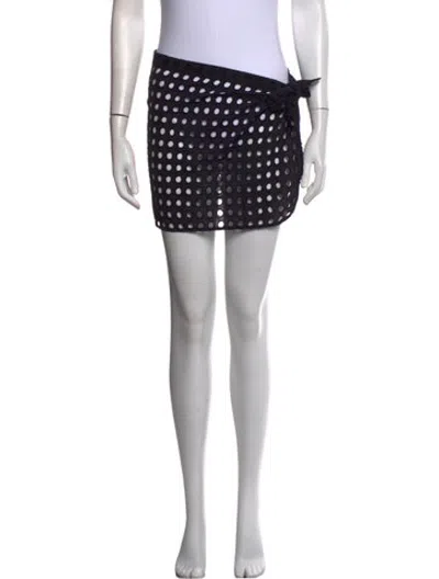 Pre-owned Solid & Striped Polka Dot Print Mini Skirt W/ Tags In Black