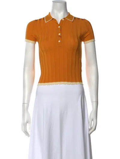Pre-owned Solid & Striped Short Sleeve Polo In Orange