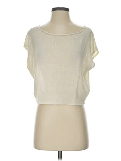 Pre-owned Solid & Striped Short Sleeve Top Ivory Boatneck Tops
