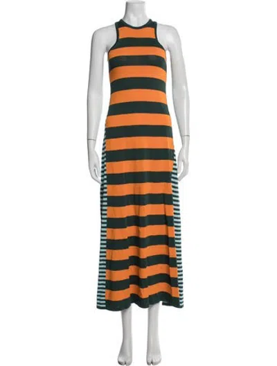 Pre-owned Solid & Striped Striped Long Dress In Green