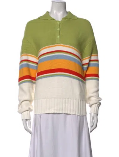 Pre-owned Solid & Striped Striped Sweater In Green