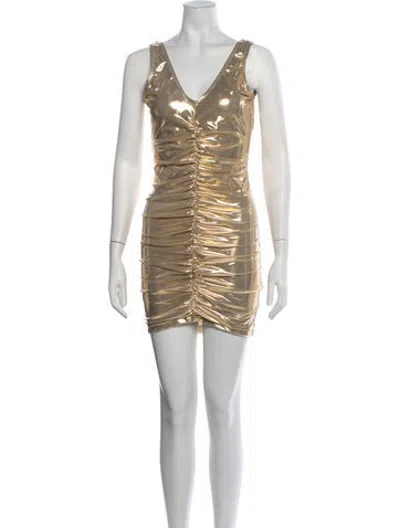 Pre-owned Solid & Striped V-neck Mini Dress In Neutrals