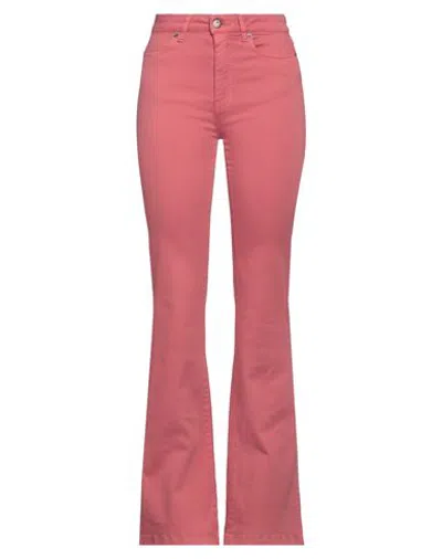 Solotre Woman Jeans Salmon Pink Size 4 Cotton, Elastomultiester, Elastane