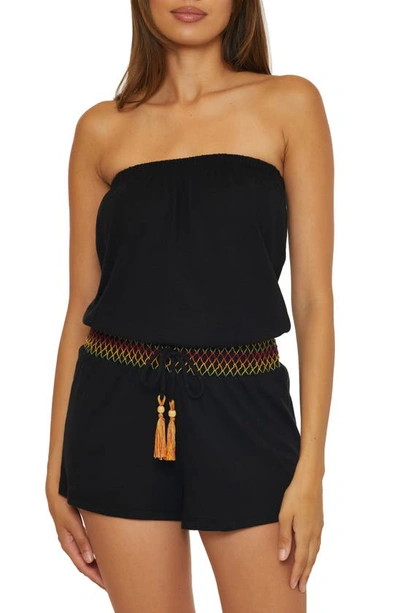 Soluna Strapless Drawstring Waist Cover-up Romper In Black