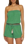 Soluna Strapless Drawstring Waist Cover-up Romper In Mint