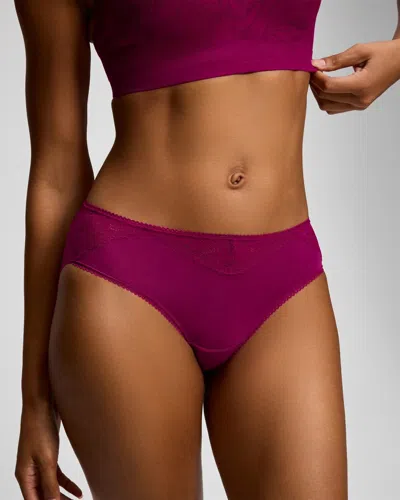 Soma Women's Hipster Panty With Perfect Lace In Pink Size Xs |  In Berry Merry
