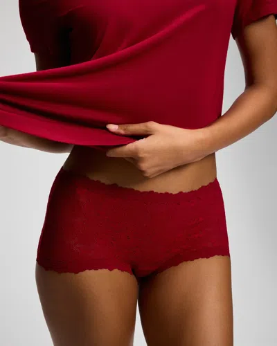 Soma Women's Perfect Lace Boyshort Panty In Red Size Xs |  In Red My Mind