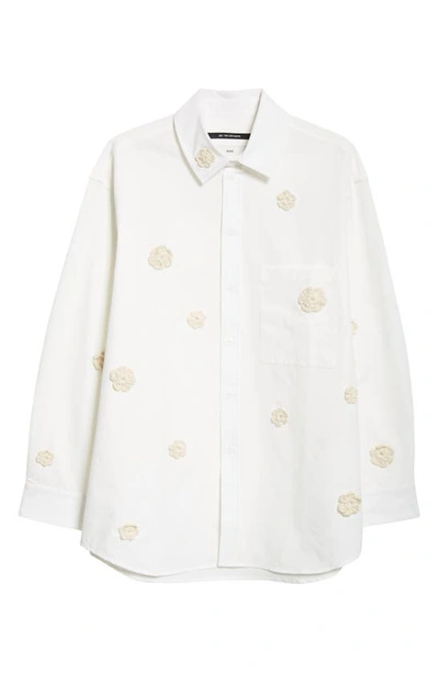 Song For The Mute Floral Appliqué Button-up Shirt In White