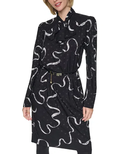 Sonia Rykiel Bow Tie Long Sleeve Knee Length Dress Exclusive In Multi