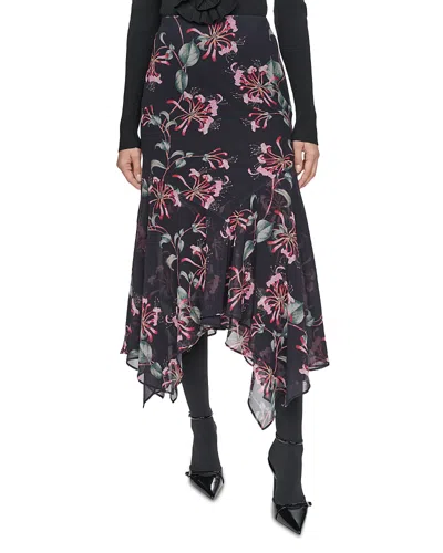 Sonia Rykiel Floral Print Handkerchief Midi Skirt In Multi