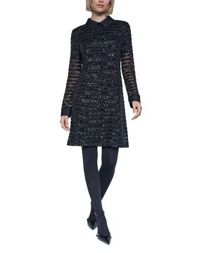 Sonia Rykiel Sequined Long Sleeve Above The Knee Dress In Black