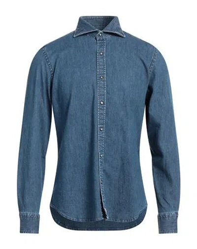 Sonrisa Man Denim Shirt Blue Size 17 ½ Cotton, Elastane