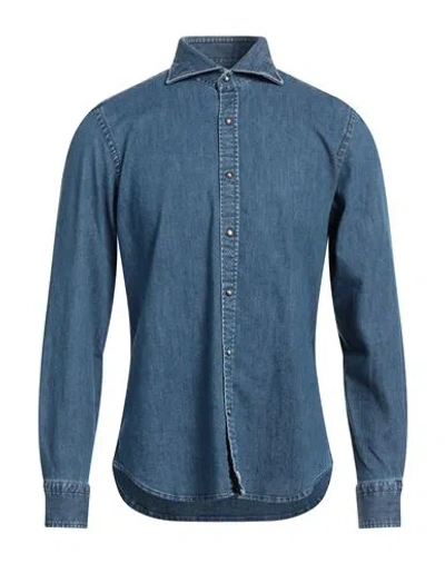 Sonrisa Man Denim Shirt Blue Size 15 ¾ Cotton, Elastane