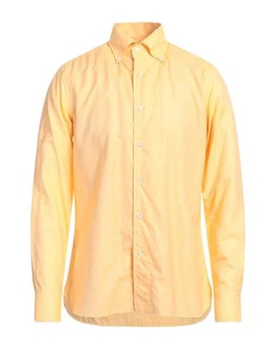 Sonrisa Man Shirt Apricot Size 17 Cotton, Linen In Orange