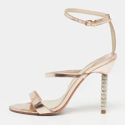 Sophia Webster Rosalind Crystal Size 37 Gold Leather Ankle Strap Sandals