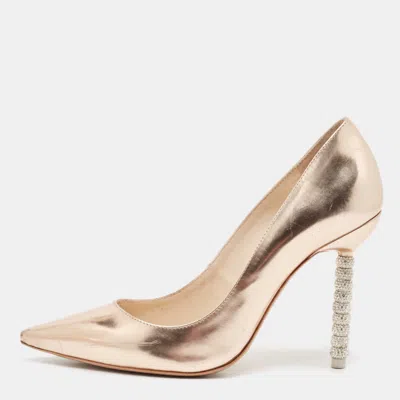 Sophia Webster Rose Gold Leather Crystal Embellished Heel Coco Pumps Size 36.5 In Pink