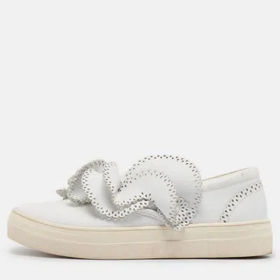 Sophia Webster White Leather Embellished Slip On Sneakers Size 36
