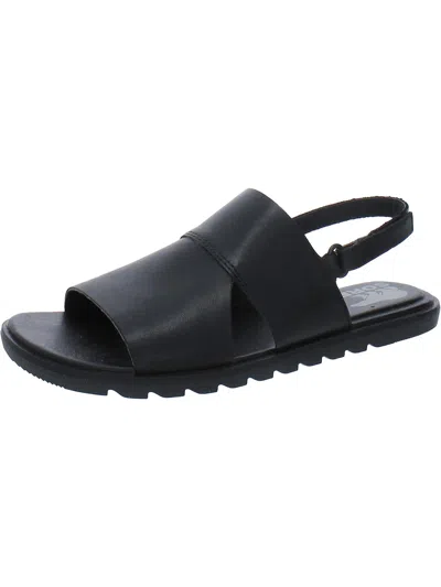 Sorel Ella Ii Womens Leather Comfort Slingback Sandals In Black